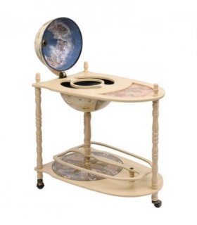 vidaXL Freestanding Globe Bar Wind Stand Eucalyptus Wood Green — Colour: green and white