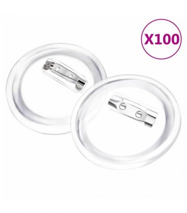 vidaXL Button Badges Kit with Pins 100 Sets Acrylic 44 mm