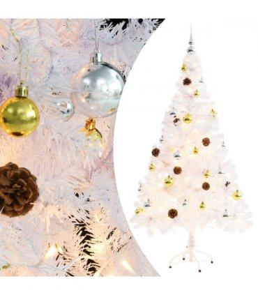 vidaXL Artificial Pre-lit Christmas Tree with Baubles White 150 cm — Size: 150 x 80 cm