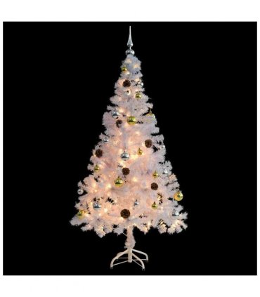 vidaXL Artificial Pre-lit Christmas Tree with Baubles White 150 cm — Size: 150 x 80 cm