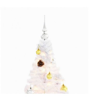 vidaXL Artificial Pre-lit Christmas Tree with Baubles White 150 cm — Size: 150 x 80 cm