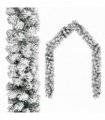 vidaXL Christmas Garland | Green with white flocked snow | PVC | 10 m length — Model: with flocked snow