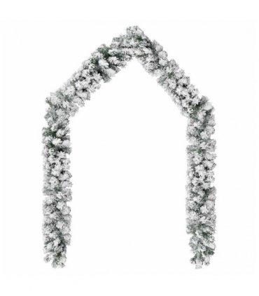 vidaXL Christmas Garland | Green with white flocked snow | PVC | 10 m length — Model: with flocked snow