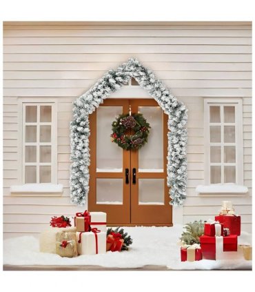 vidaXL Christmas Garland | Green with white snow flocking | PVC | 5 m length — Model: with flocked snow