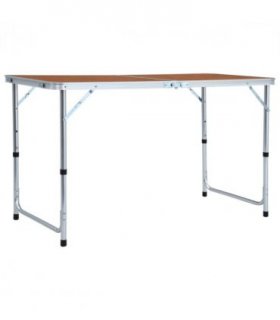vidaXL Foldable Camping Table Aluminium 120x60 cm — Colour: brown, Size: 120 x 60 cm