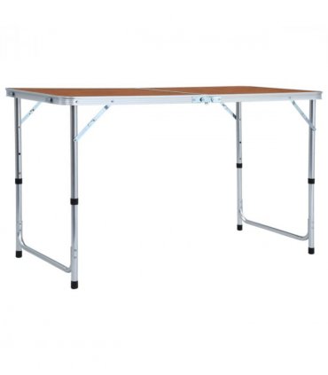 vidaXL Foldable Camping Table Aluminium 120x60 cm — Colour: brown, Size: 120 x 60 cm
