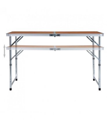 vidaXL Foldable Camping Table Aluminium 120x60 cm — Colour: brown, Size: 120 x 60 cm