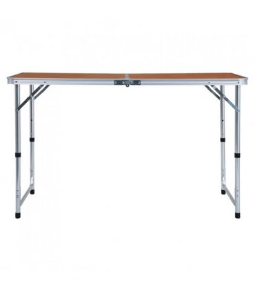 vidaXL Foldable Camping Table Aluminium 120x60 cm — Colour: brown, Size: 120 x 60 cm