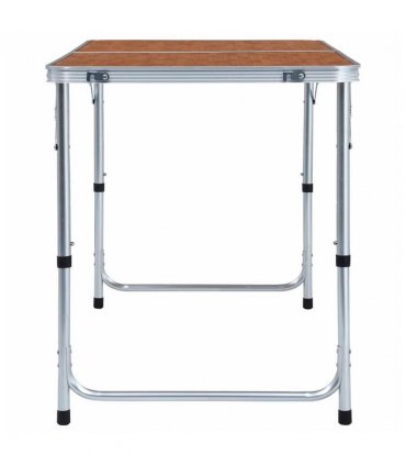 vidaXL Foldable Camping Table Aluminium 120x60 cm — Colour: brown, Size: 120 x 60 cm