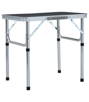 vidaXL Folding Camping Table Grey Aluminium 60x45 cm