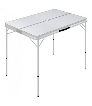 vidaXL Folding Camping Table with 2 Benches Aluminium White