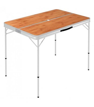 vidaXL Folding Camping Table with 2 Benches Aluminium Brown