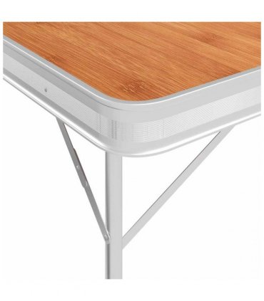 vidaXL Folding Camping Table with 2 Benches Aluminium Brown