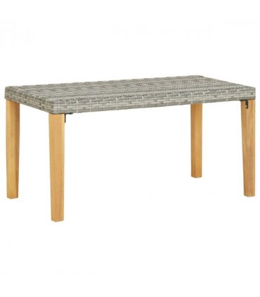 vidaXL Garden Bench | Grey | PE (polyethylene) rattan, acacia wood | Medium