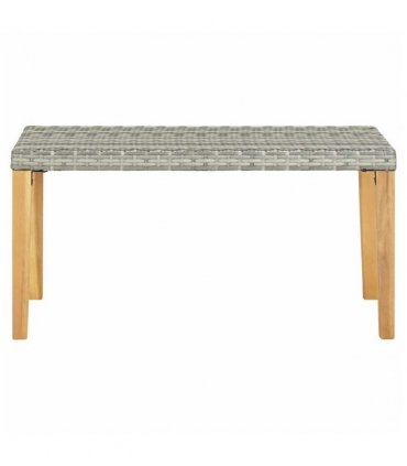 vidaXL Garden Bench | Grey | PE (polyethylene) rattan, acacia wood | Medium