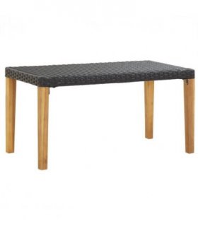 vidaXL Garden Bench | Black | Poly Rattan and Solid Acacia Wood | Medium