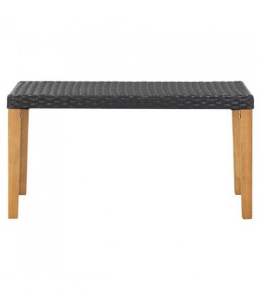 vidaXL Garden Bench | Black | Poly Rattan and Solid Acacia Wood | Medium