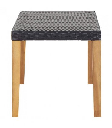 vidaXL Garden Bench | Black | Poly Rattan and Solid Acacia Wood | Medium