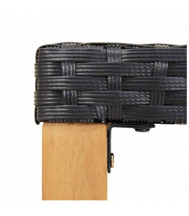 vidaXL Garden Bench | Black | Poly Rattan and Solid Acacia Wood | Medium