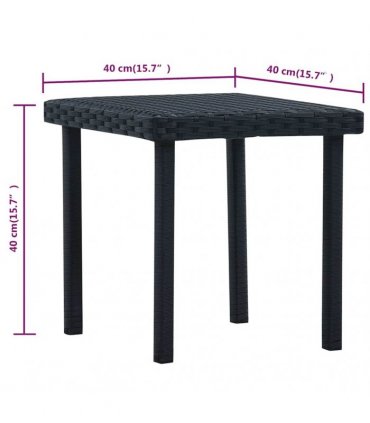 vidaXL Garden Tea Table Black 40x40x40 cm Poly Rattan