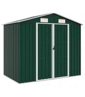 vidaXL Garden Shed Green 205x129x183 cm Galvanised Steel