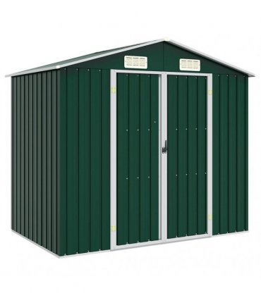 vidaXL Garden Shed Green 205x129x183 cm Galvanised Steel