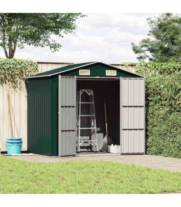 vidaXL Garden Shed Green 205x129x183 cm Galvanised Steel