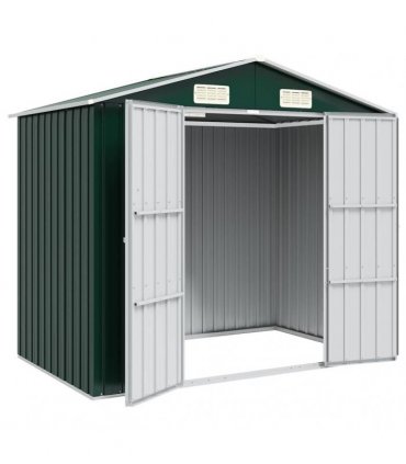 vidaXL Garden Shed Green 205x129x183 cm Galvanised Steel
