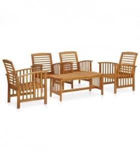 vidaXL 5 Piece Garden Lounge Set Solid Acacia Wood — Model: 4x armchair + table