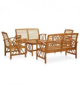 vidaXL 5 Piece Garden Lounge Set Solid Acacia Wood — Model: 2x bench + 2x armchair + table