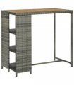 vidaXL Bar Table with Storage Rack Grey 120x60x110 cm Poly Rattan — Colour: grey and brown