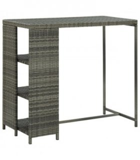 vidaXL Bar Table with Storage Rack Grey 120x60x110 cm Poly Rattan