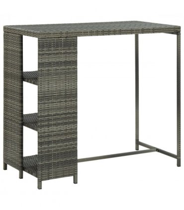 vidaXL Bar Table with Storage Rack Grey 120x60x110 cm Poly Rattan