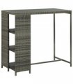 vidaXL Bar Table with Storage Rack Grey 120x60x110 cm Poly Rattan