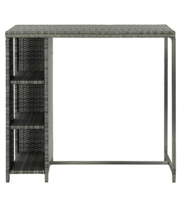 vidaXL Bar Table with Storage Rack Grey 120x60x110 cm Poly Rattan