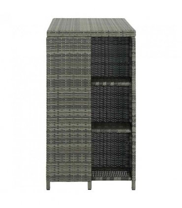 vidaXL Bar Table with Storage Rack Grey 120x60x110 cm Poly Rattan