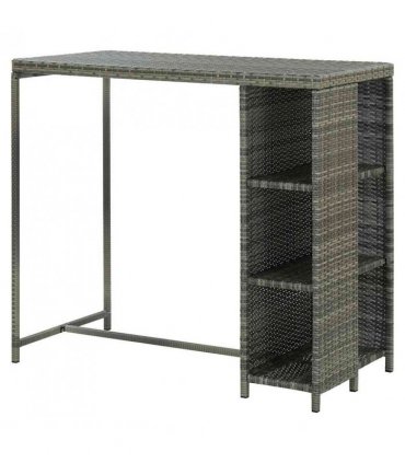 vidaXL Bar Table with Storage Rack Grey 120x60x110 cm Poly Rattan