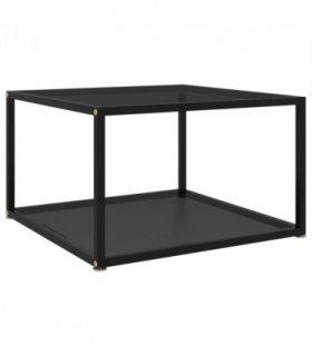 vidaXL Coffee Table | Black | Tempered glass, powder-coated steel | 60x60 cm — Size: 60 x 60 x 35 cm