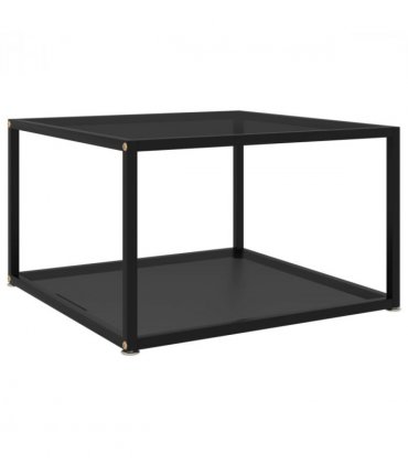 vidaXL Coffee Table | Black | Tempered glass, powder-coated steel | 60x60 cm — Size: 60 x 60 x 35 cm