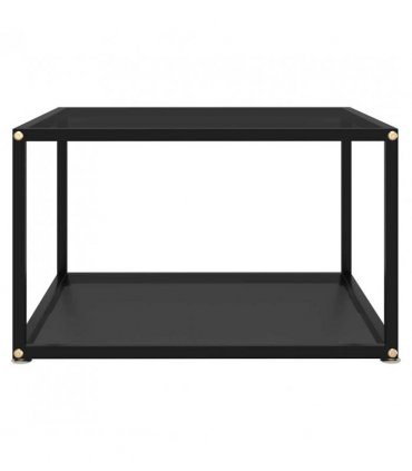 vidaXL Coffee Table | Black | Tempered glass, powder-coated steel | 60x60 cm — Size: 60 x 60 x 35 cm