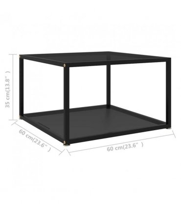 vidaXL Coffee Table | Black | Tempered glass, powder-coated steel | 60x60 cm — Size: 60 x 60 x 35 cm