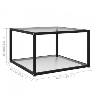 vidaXL Coffee Table Transparent 60x60x35 cm Tempered Glass — Size: 60 x 60 x 35 cm