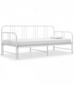 vidaXL Sofa Bed Frame | White | Metal | 200 x 90 cm mattress needed