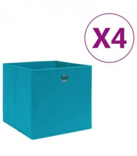 vidaXL Storage Box | Set of 4 | Baby blue | Non-woven fabric | 28 x 28 x 28 cm