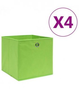 vidaXL Storage Box | Set of 4 | Green | Non-woven fabric | 28 cm | Foldable