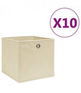 vidaXL Storage Boxes 10 pcs Non-woven Fabric 28x28x28 cm Cream