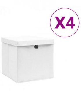 vidaXL Storage Boxes with Covers 4 pcs 28x28x28 cm White — Colour: white with lids