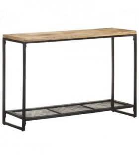 vidaXL Console Table 110x35x75 cm Solid Mango Wood — Colour: Black