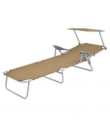 vidaXL Sunlounger | Taupe | Powder-coated steel, Oxford fabric | Medium