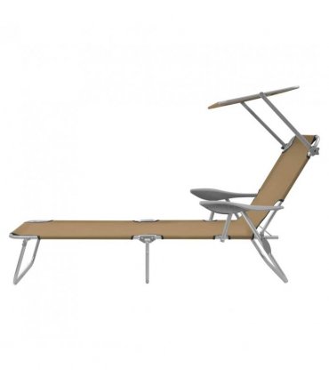 vidaXL Sunlounger | Taupe | Powder-coated steel, Oxford fabric | Medium